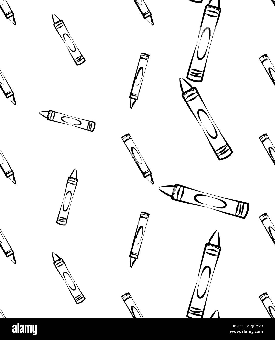 Crayon Icon Seamless Pattern, Drawing Crayon Vector Art Illustration