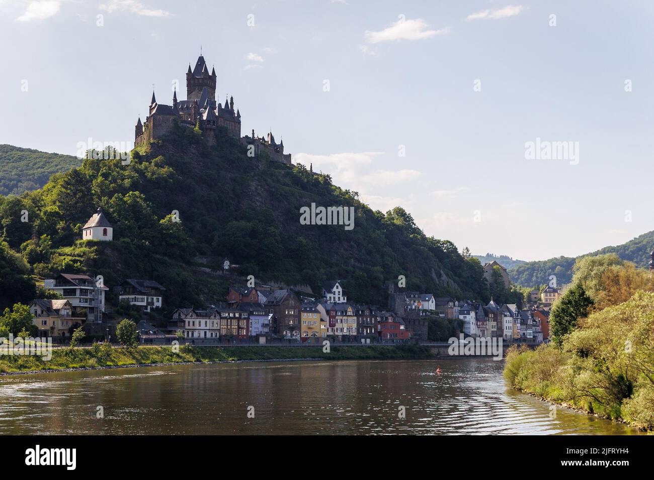 Cochem, a German city on the Mosel River in the Cochem-Zell district ...