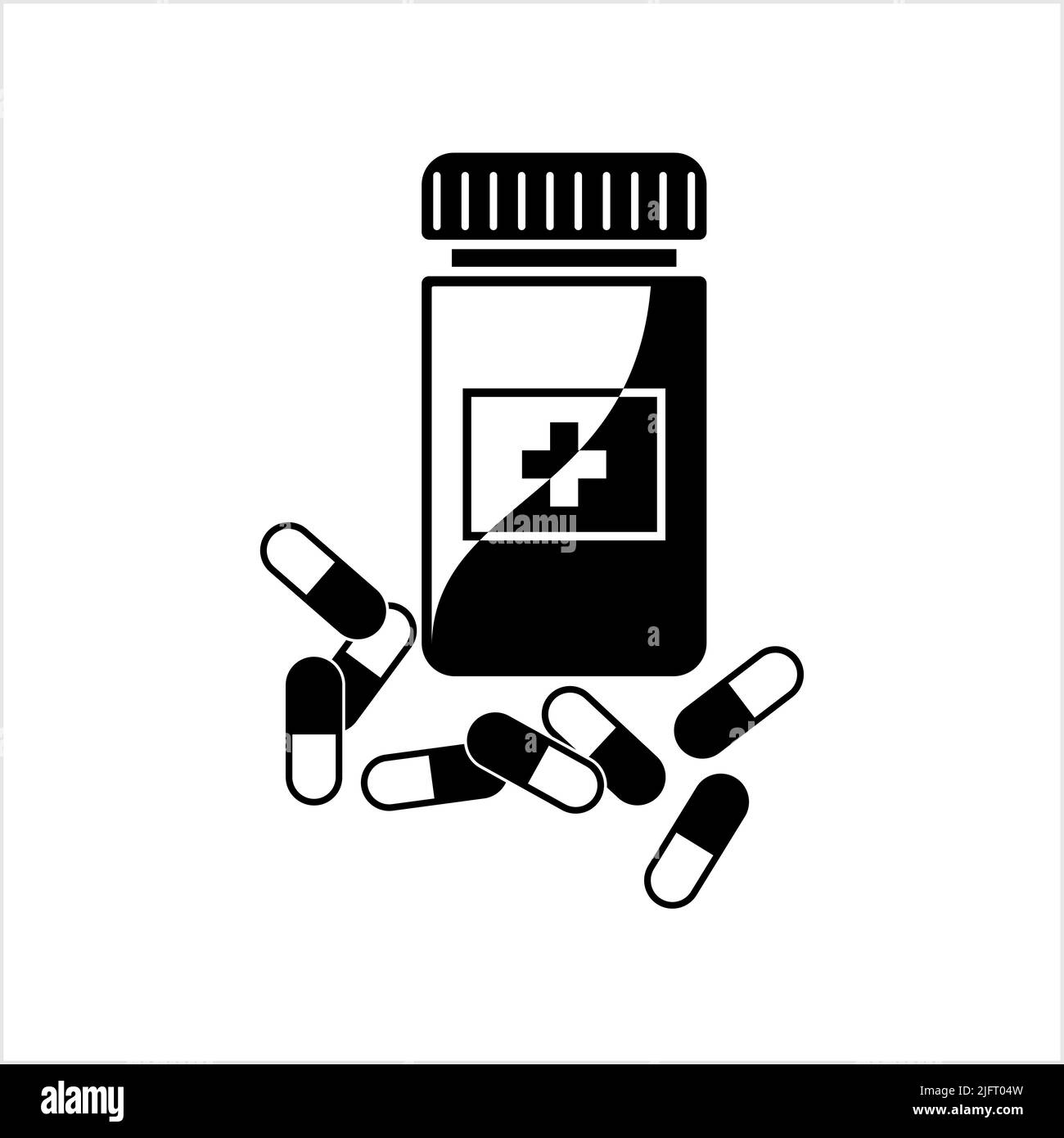 Medicine Pill And Bottle Vector Art Illustration Stock Vector