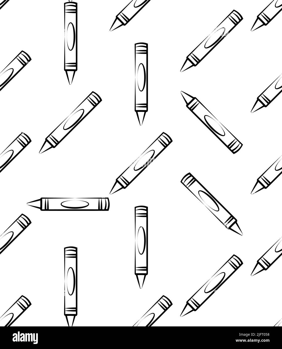 Crayon Icon Seamless Pattern, Drawing Crayon Vector Art Illustration