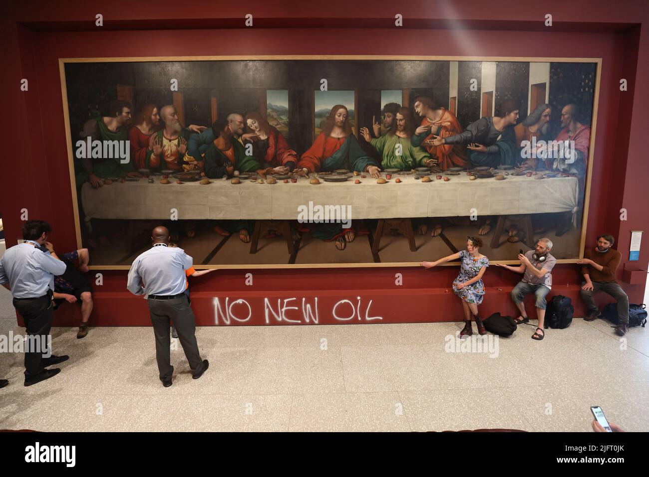 Protesters from Just Stop Oil climate protest group glue their hands to