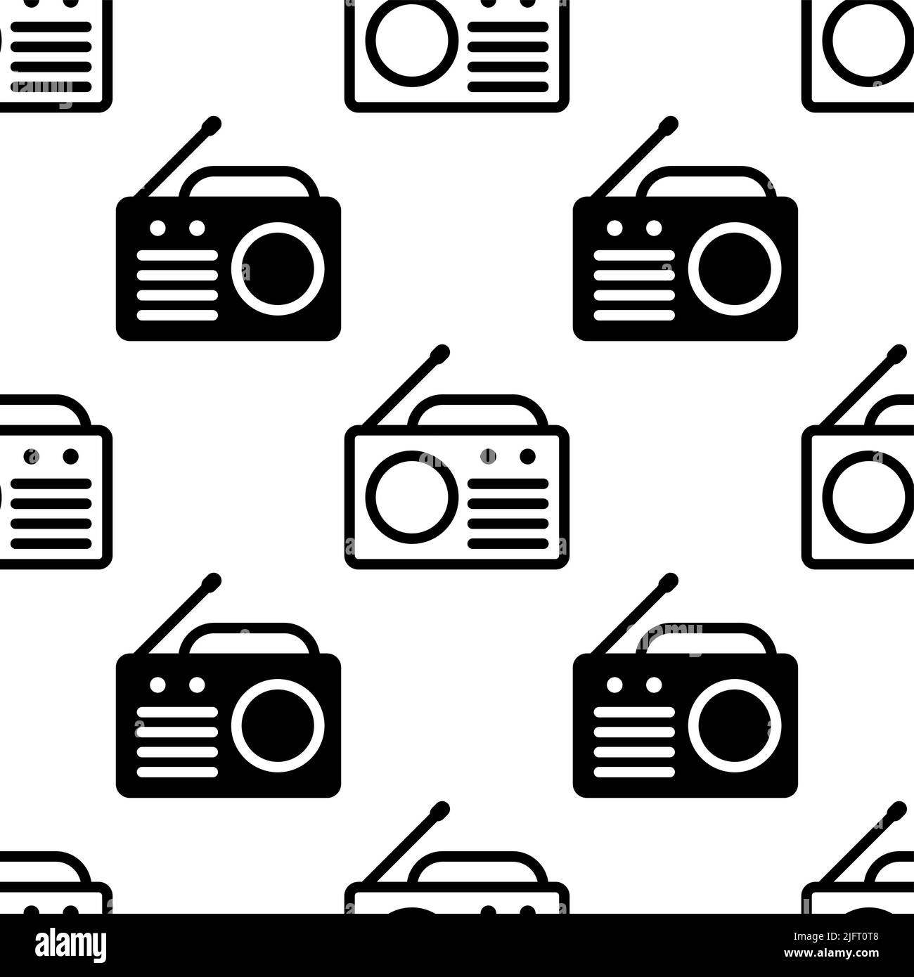 Radio Icon, Electronic Device Seamless Pattern Vector Art Illustration ...