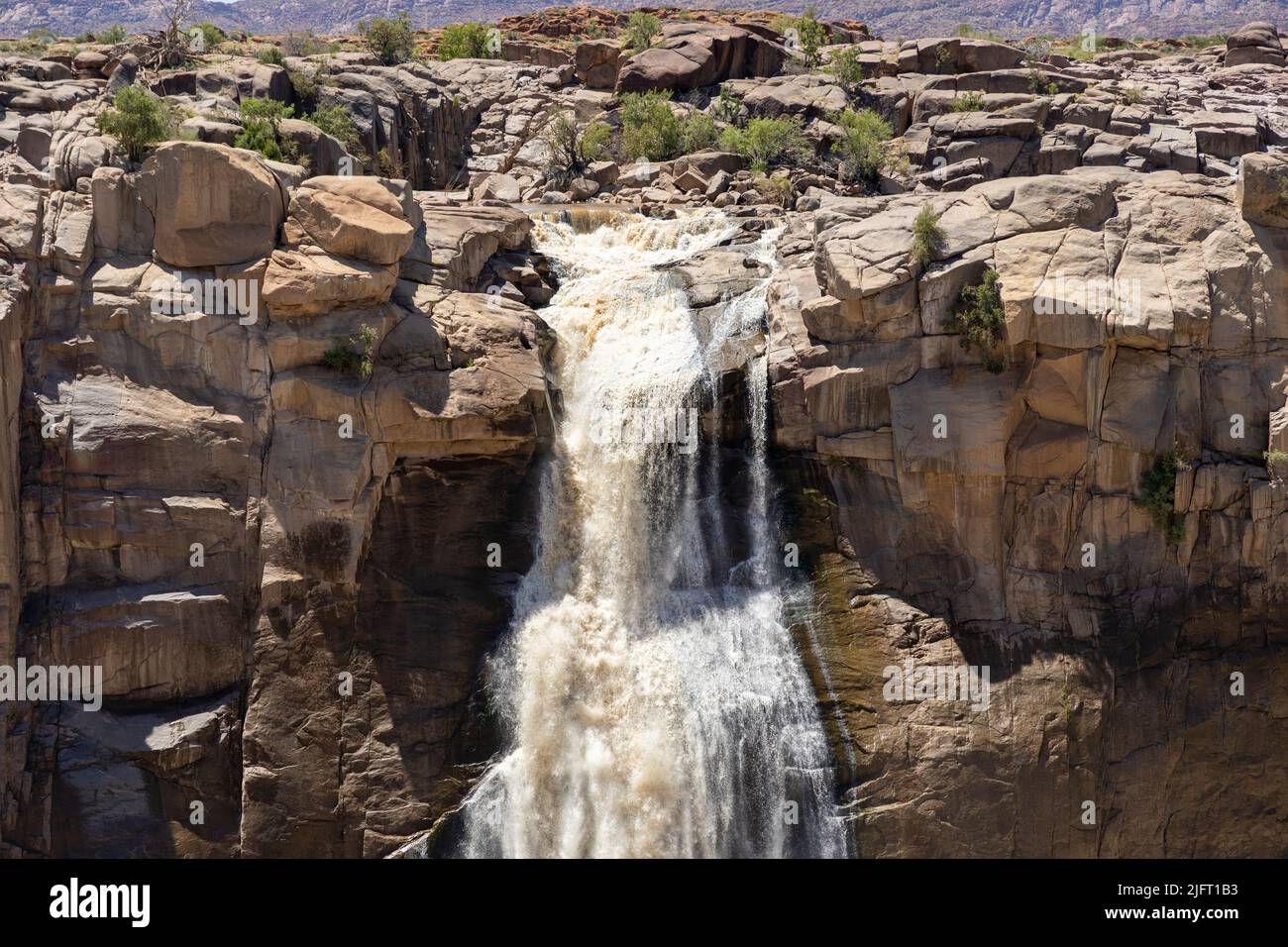Top part of the smaller waterfall at the Augrabies waterfall in the Northern Cape Province of South Africa Stock Photo