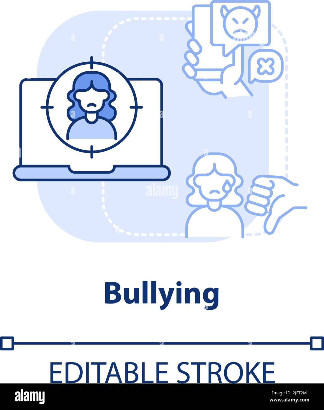 Bullying light blue concept icon Stock Vector