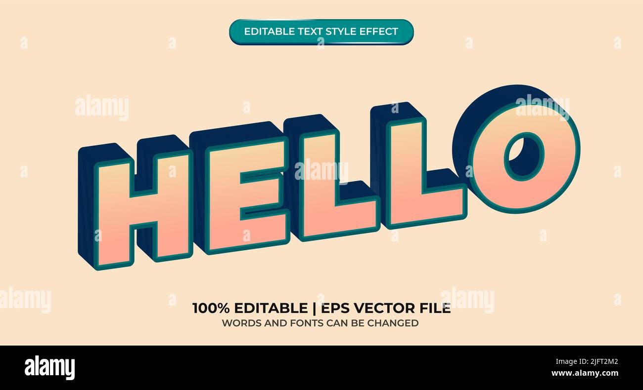 Hello editable text effect Stock Vector Image & Art - Alamy