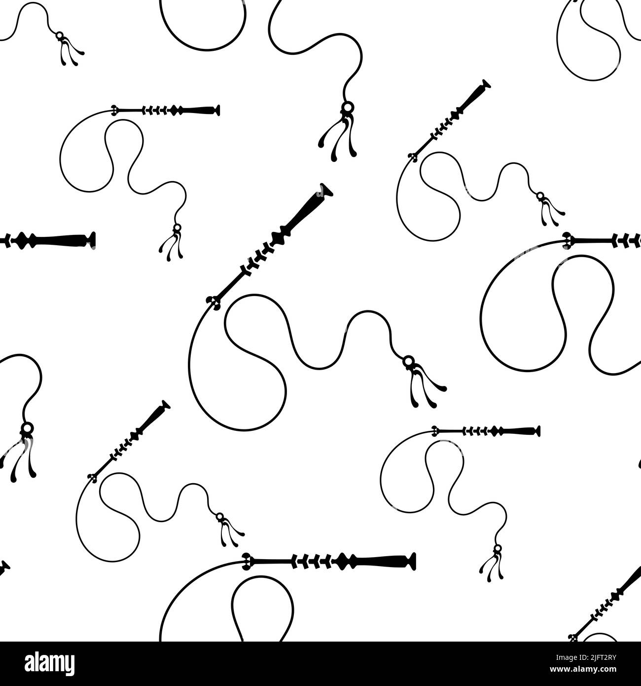 Whip Icon Seamless Pattern, Riding Whip Icon Vector Art Illustration Stock Vector