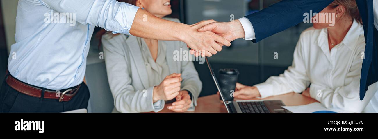 Business male partnership handshake. Photo handshaking process ...