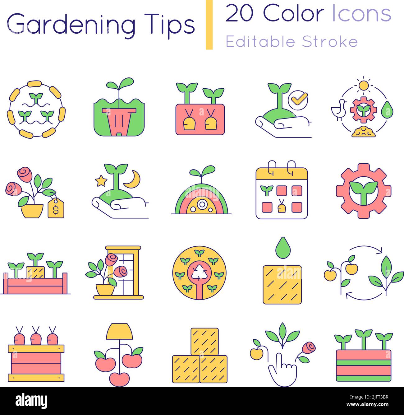 Gardening tips RGB color icons set Stock Vector Image & Art - Alamy