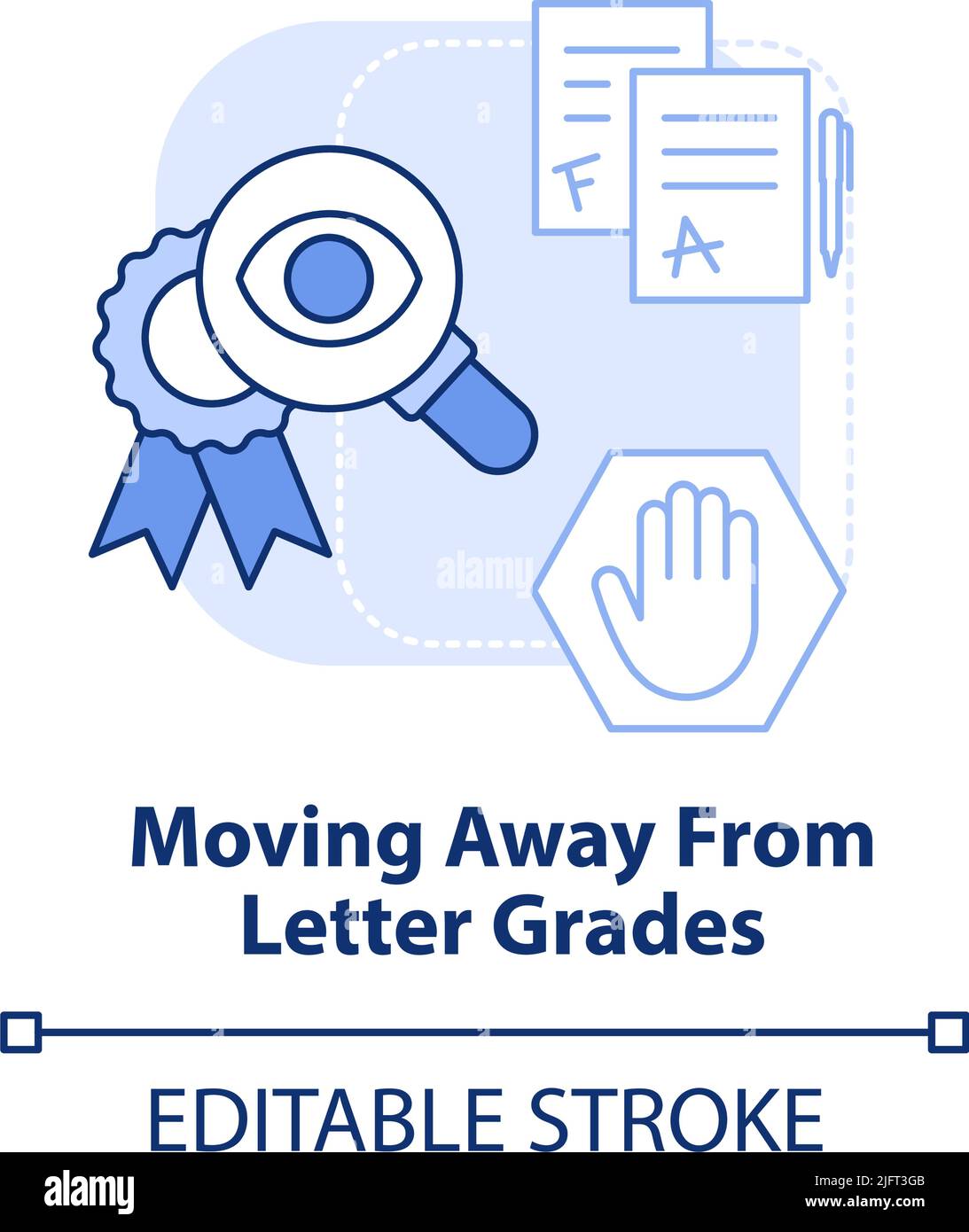 Moving away from letter grades light blue concept icon Stock Vector