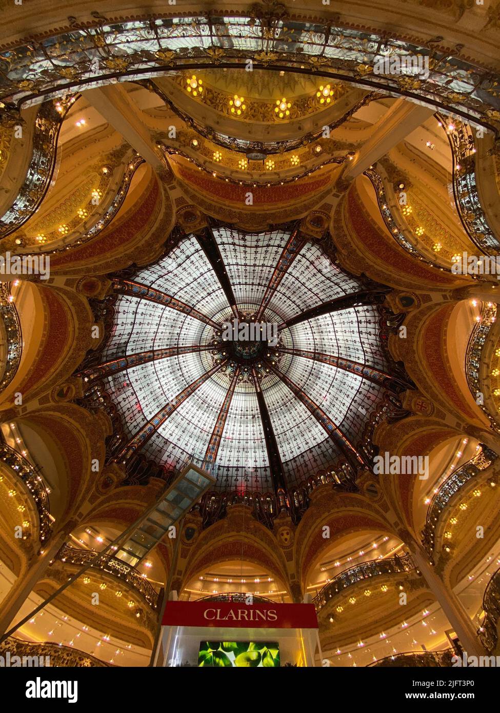 A low angle shot of the Ceiling of the Lafayette luxury shopping mall in Paris Stock Photo Alamy