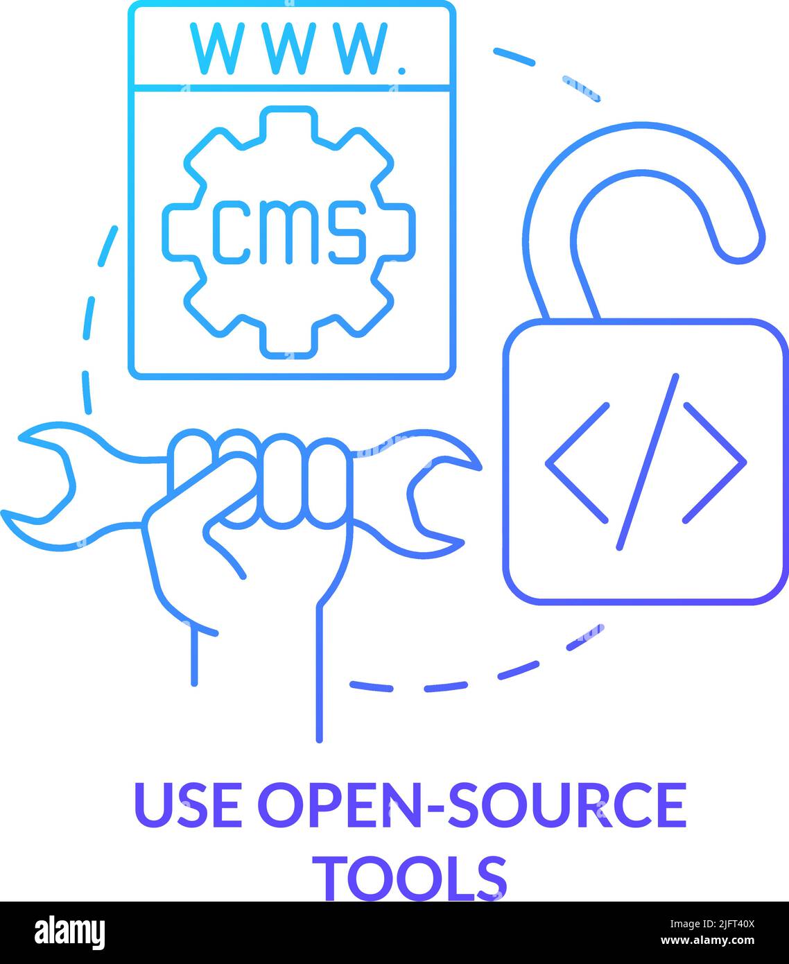 Use open-source tools blue gradient concept icon Stock Vector Image ...