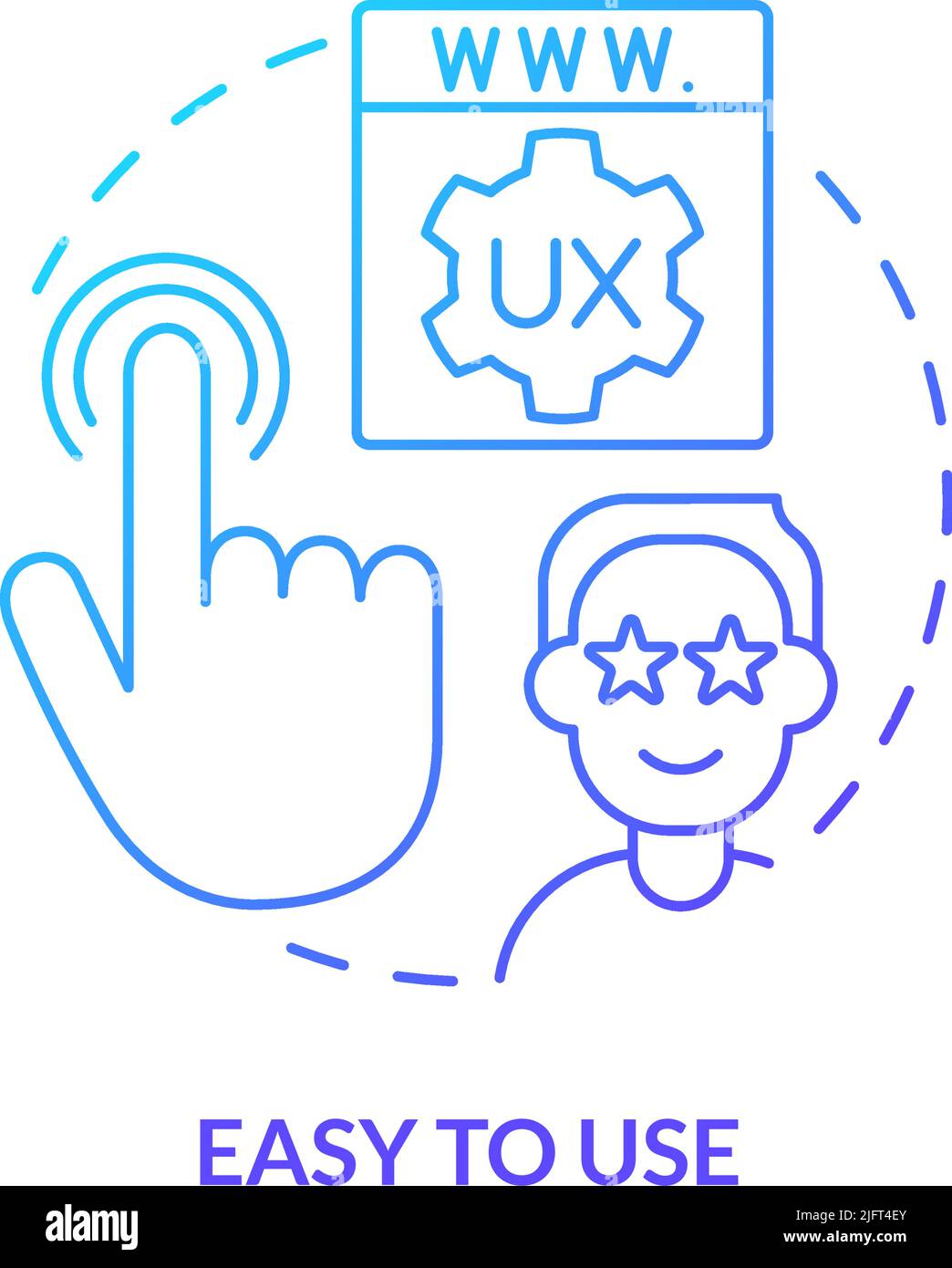 Easy to use blue gradient concept icon Stock Vector