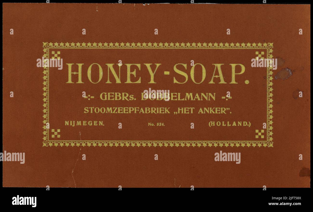 Honeysoap. Dobbelmann steam soap factory "Het Anker". Nijmegen. No. 524. (Holland Stock Photo
