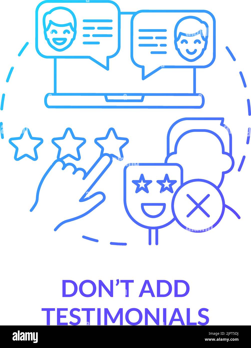 Dont add testimonials blue gradient concept icon Stock Vector