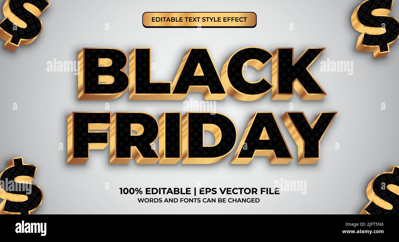Black friday editable text effect. Black Friday theme style. Stock Vector