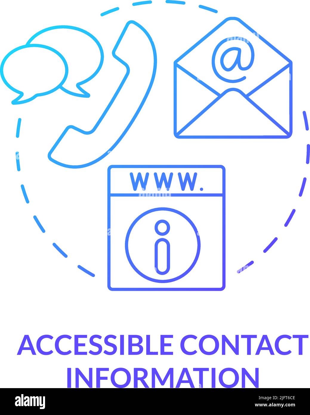 Accessible contact information blue gradient concept icon Stock Vector