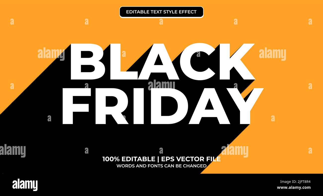 Black friday editable text effect. Black Friday theme style. Stock Vector