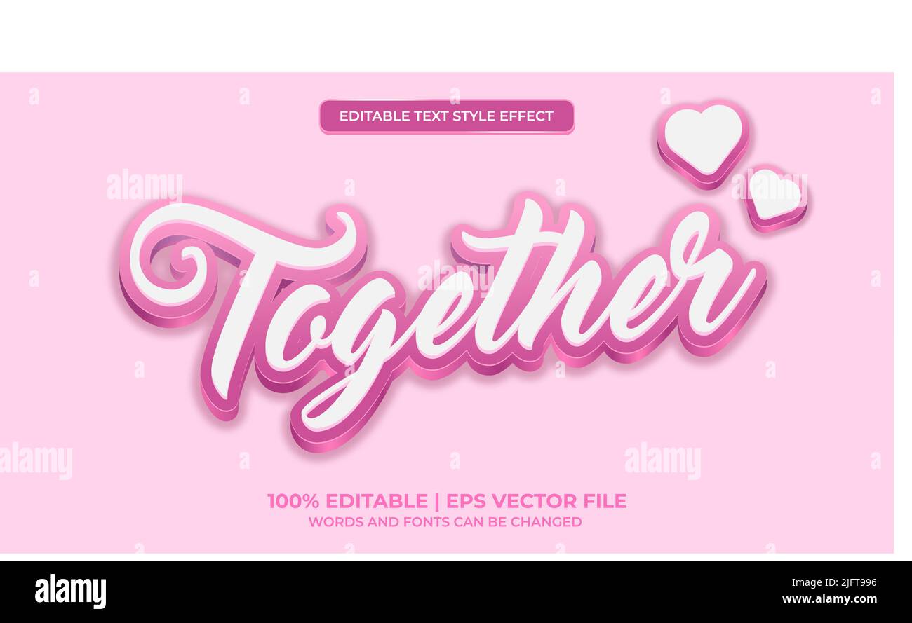 Editable text style effect - love text style Stock Vector
