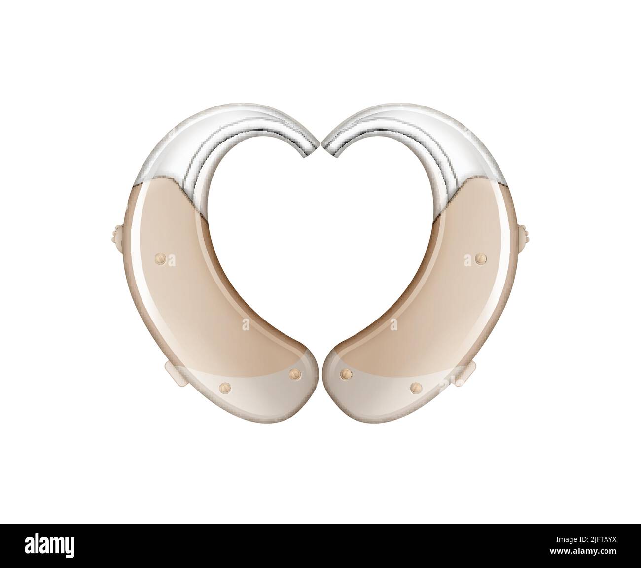 Hearing aids heart realistic composition with colorful heart shaped