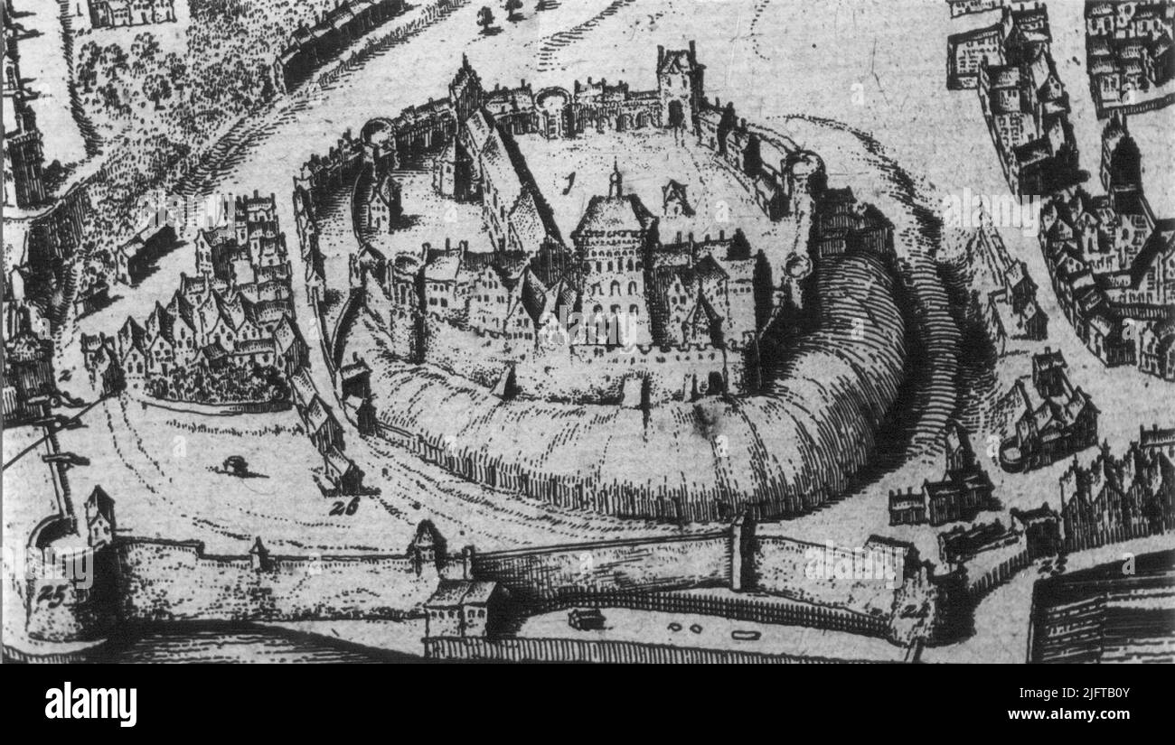 A Détail from the map of Blaeu, on which the Valkhof and the