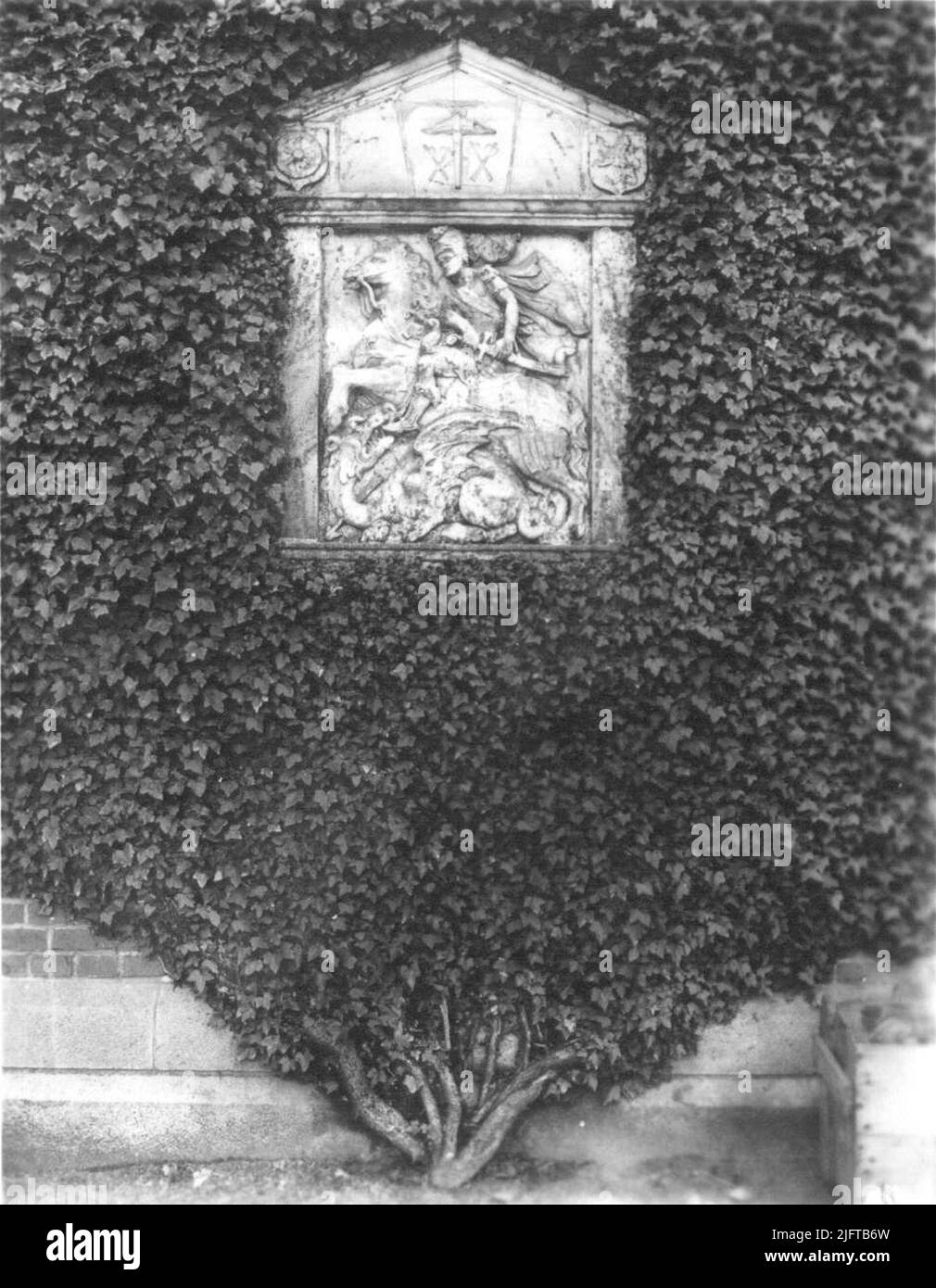 Facing brick of St. Joris and De Dragon, placed in Huize Heyendaal Stock Photo