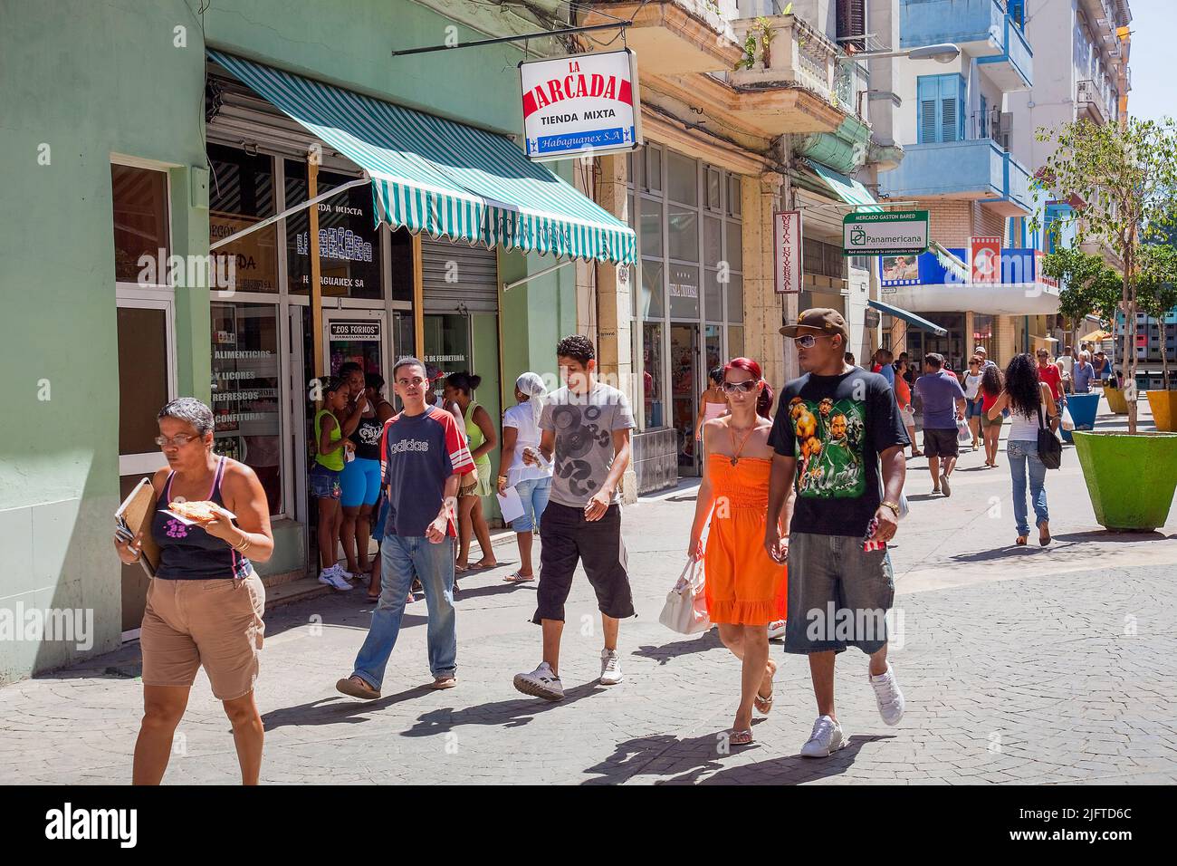 Cuba, Havana, San Rafael street has more shops that other streets and therefor populair for shopping. Stock Photo