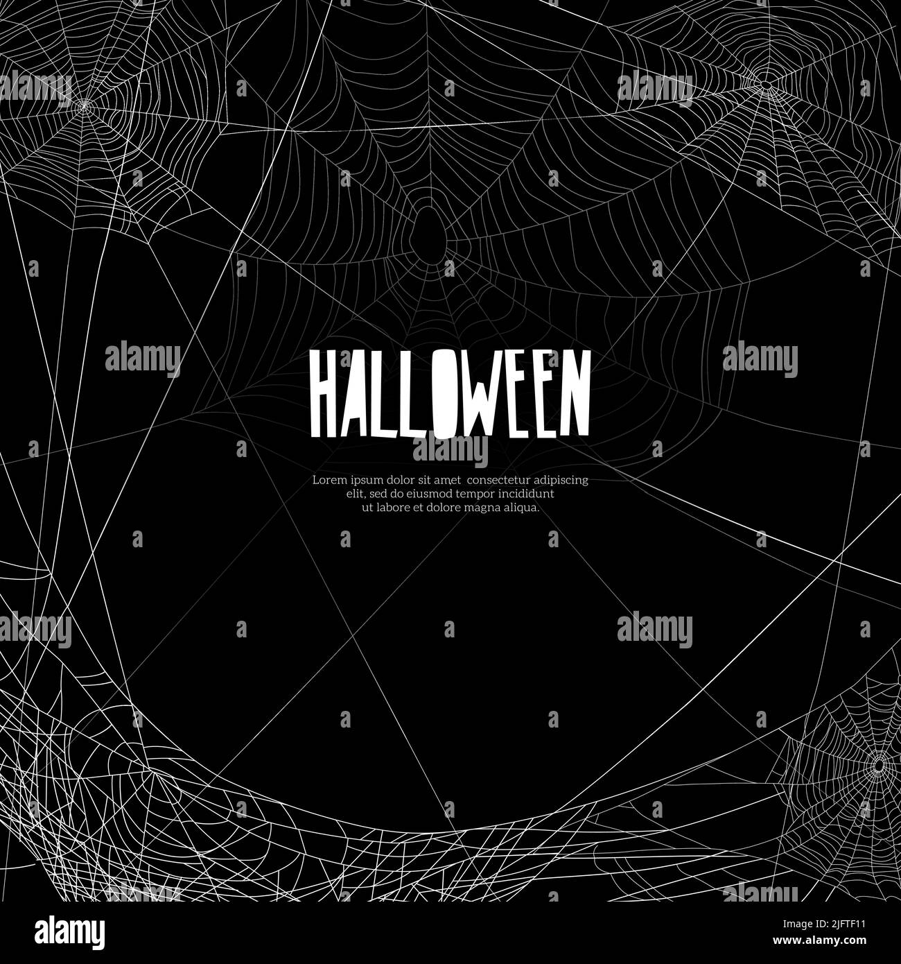 Realistic spooky halloween frame with spider cobweb hanging on black ...
