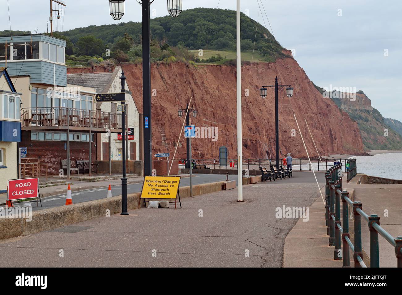 The road is closed by the lifeboat station in Sidmouth. This is a