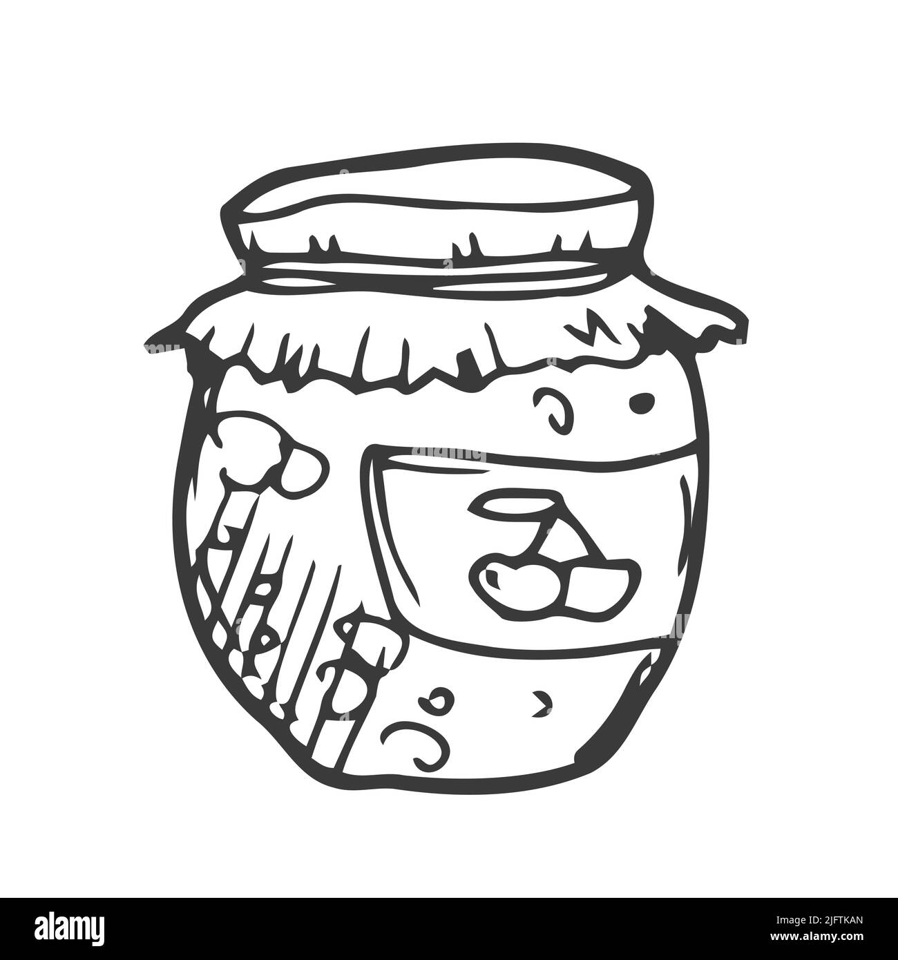 Jar of honey or glass jar, outline vector. Stock Vector