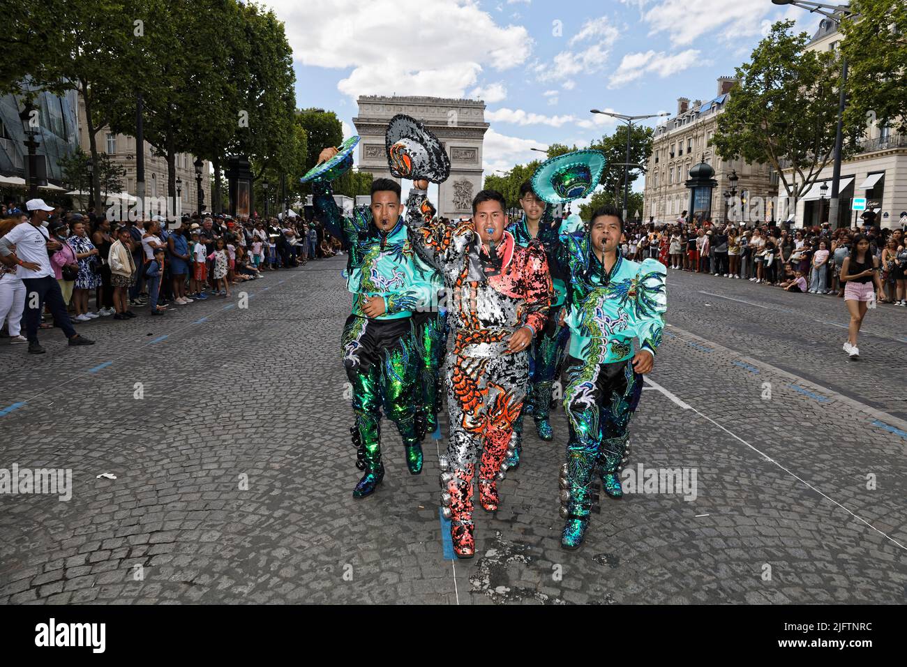 Paris, France. 3rd July, 2022. The Tropical Carnival of Paris took place on  July 3, 2022, Champs-Elysées avenue in Paris, France Stock Photo - Alamy