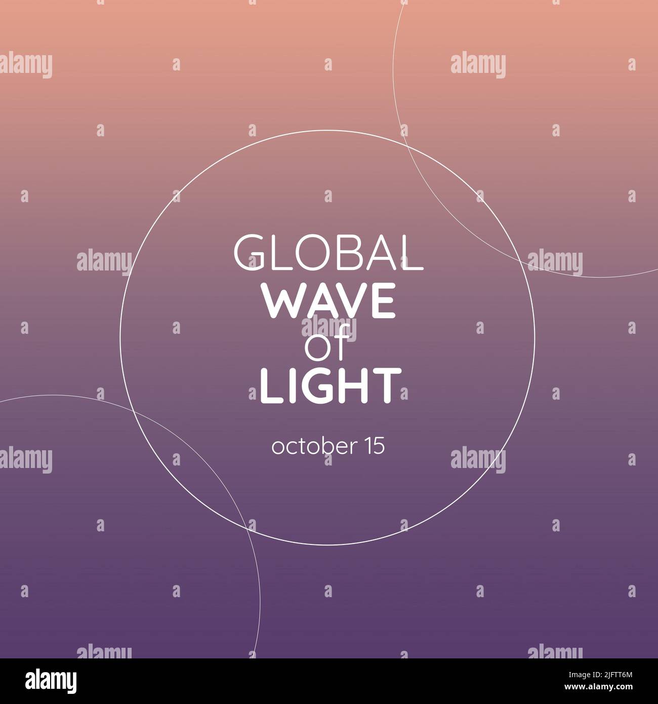 Illustration of global wave of light and october 15 text with circles
