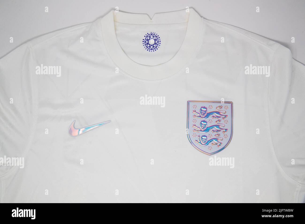 England Lionesses 2022 European Championship white home shirt with holographic badges Stock Photo