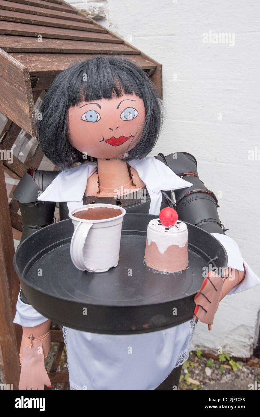 Wanda the Wonky Waitress at the Settle Flowerpot Festival 2022 Outside