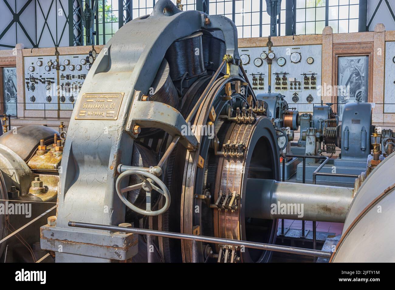 Editorial: DORTMUND, NORTH RHINE-WESTPHALIA, GERMANY, MAY 22, 2022 - Electrical machines in the engine house of the Zollern Colliery Stock Photo