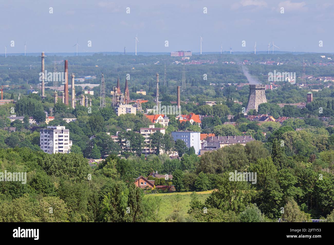 View from the Halde Hoheward, over the vicinity around Herten in the Rurh area Stock Photo