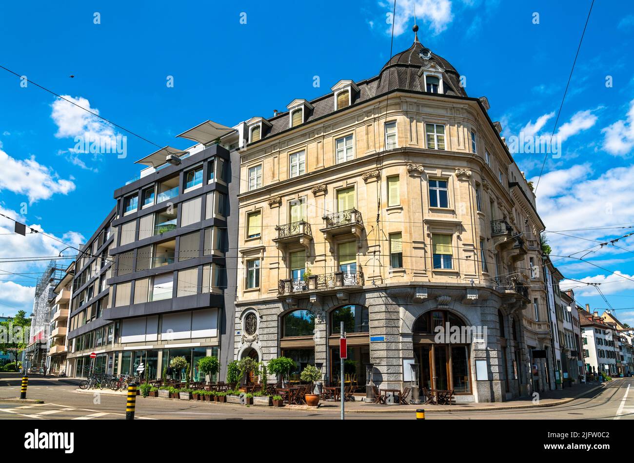 Traditional architecture of the old town of Basel in Switzerland Stock Photo