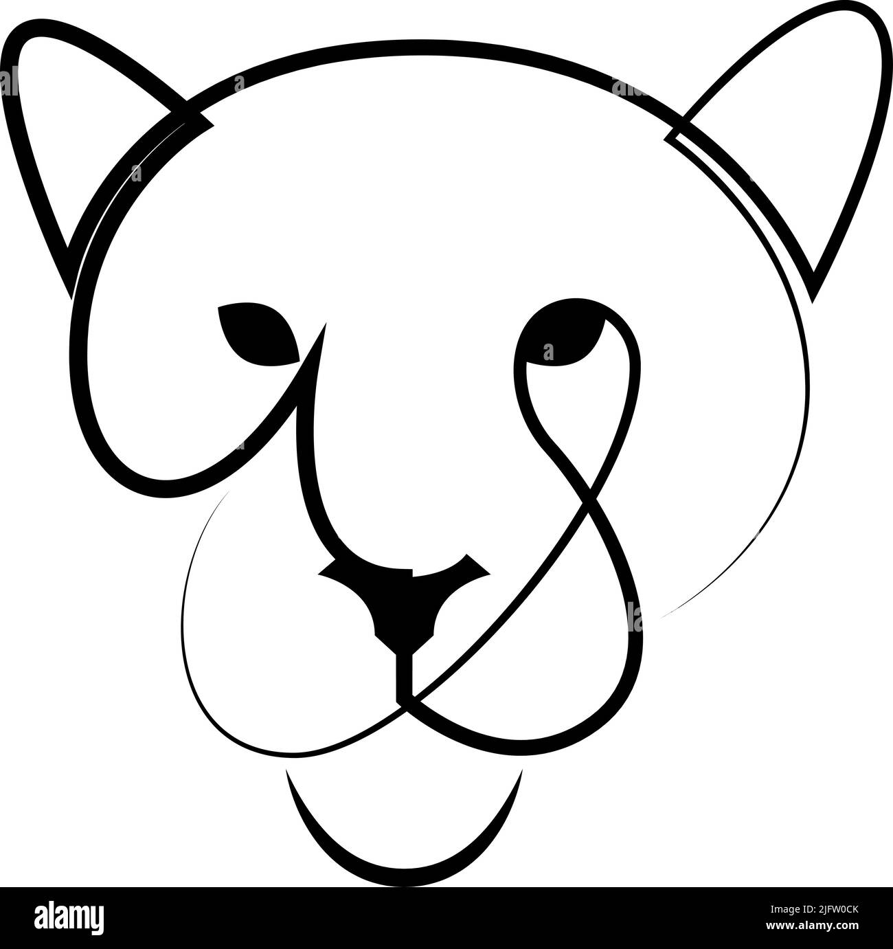 Lioness line art logo template. Puma, lion or jaguar head line icon. Vector illustration Stock Vector