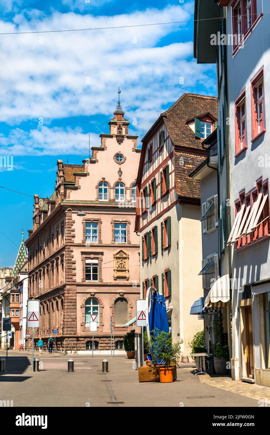 Traditional architecture of the old town of Basel in Switzerland Stock Photo