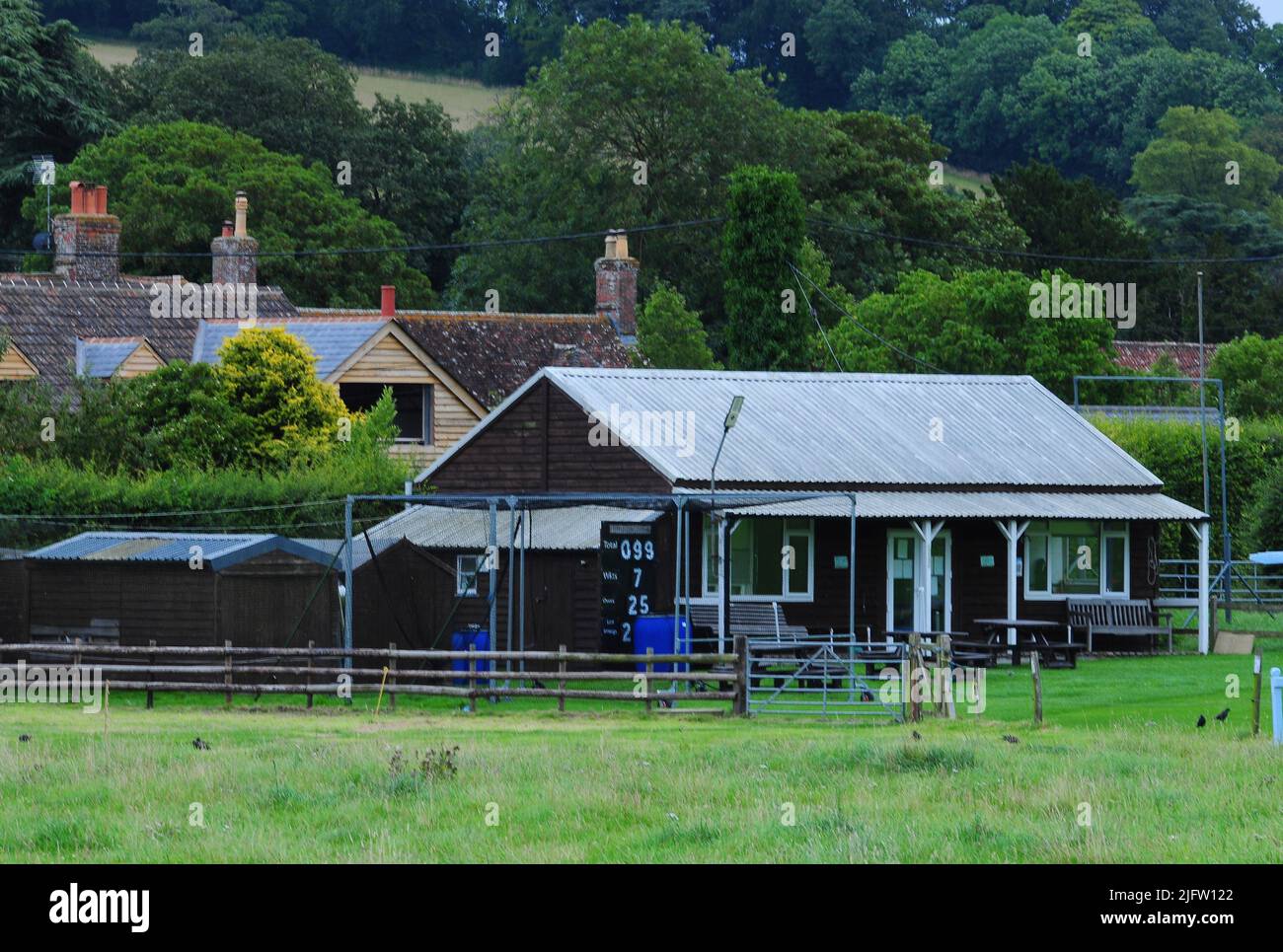 Cricket pavilion in Shroton or Iwerne Courtney in north Dorset, England, UK Stock Photo