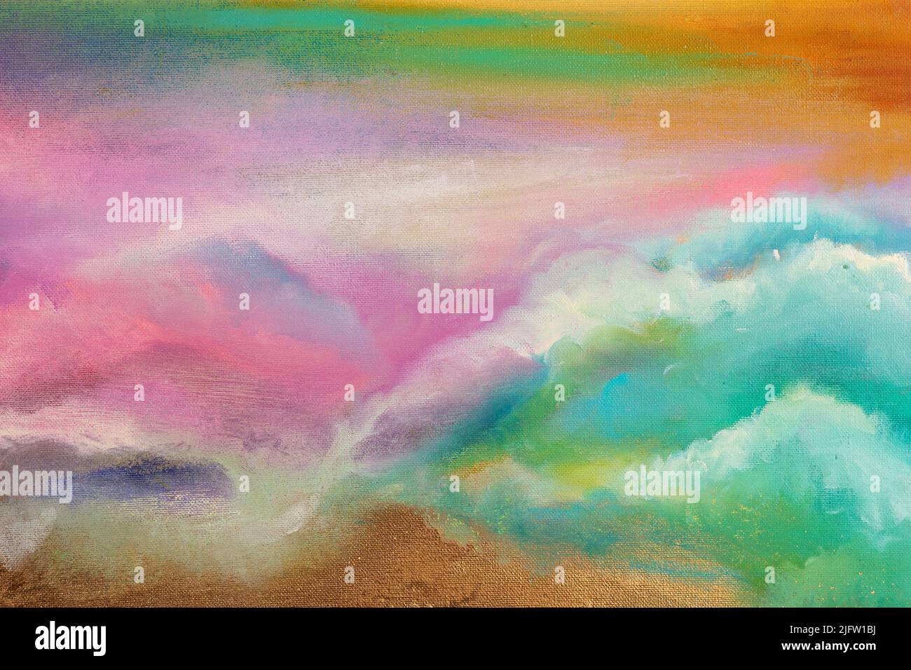 Abstract painting texture with a colorful sky on the background. Stock Photo