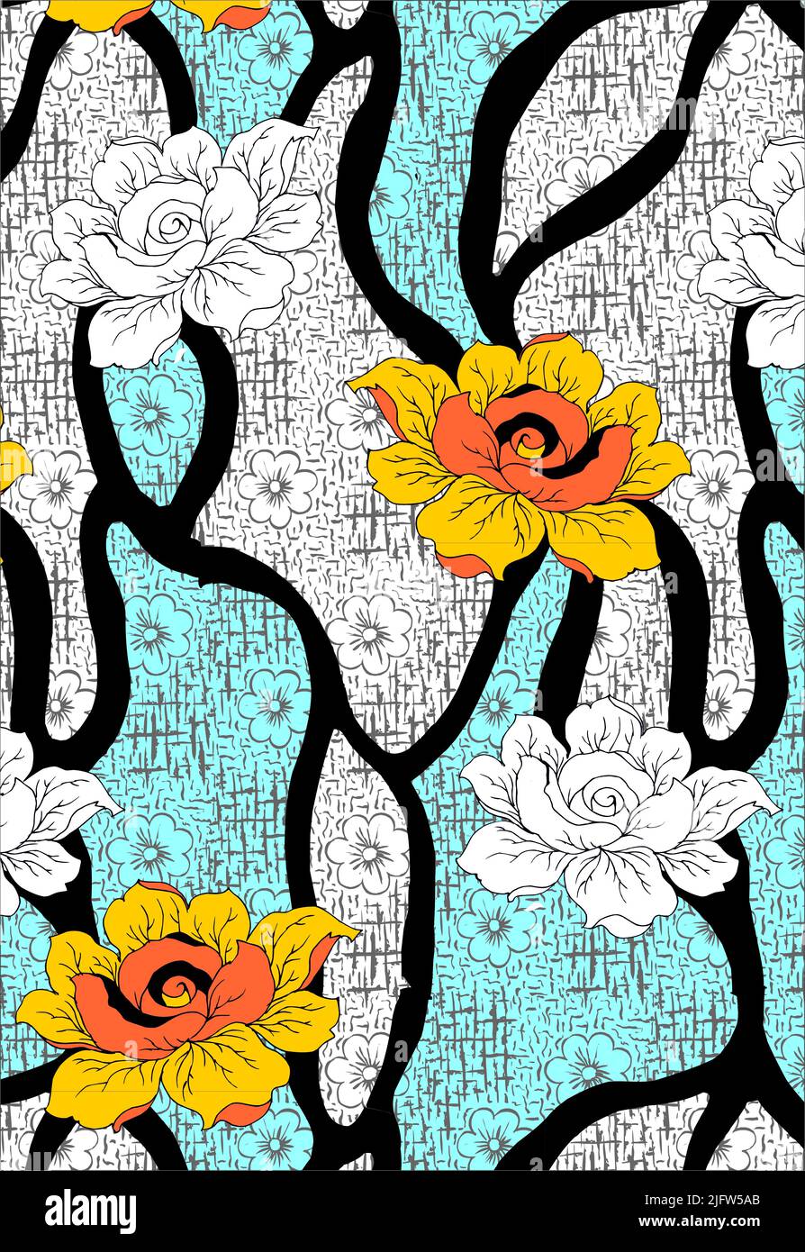 flower pattern design art for digital print Stock Photo