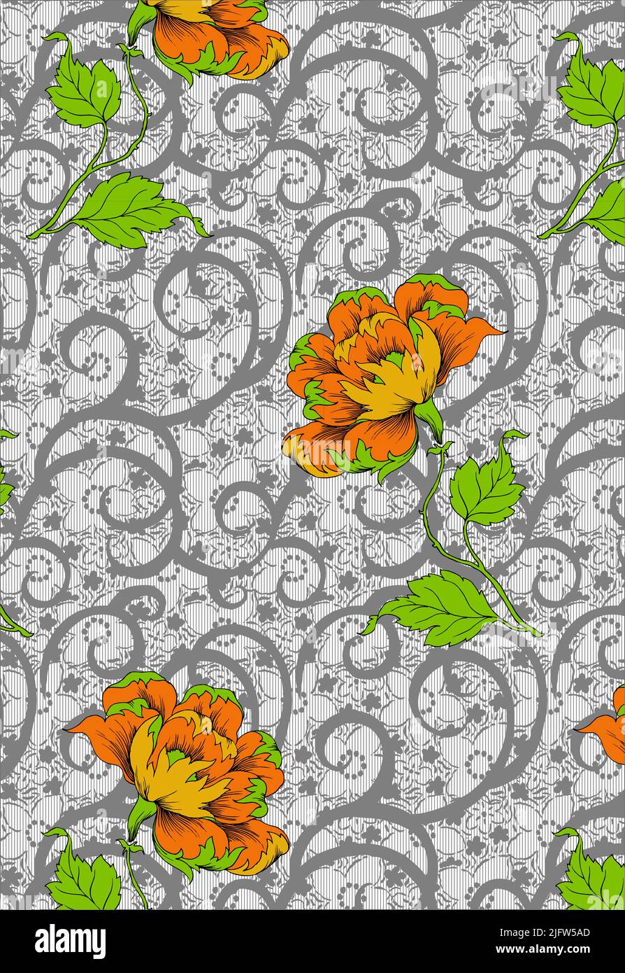 flower pattern design art for digital print Stock Photo