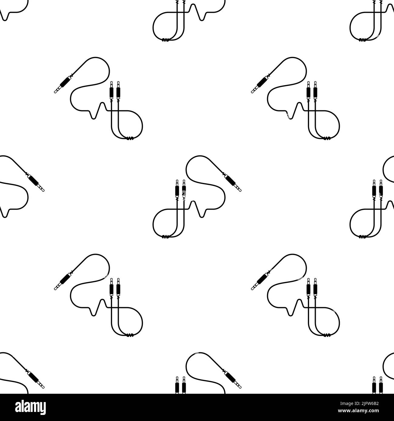 Audio Cable Icon, Plug Wire Seamless Pattern Vector Art Illustration Stock Vector