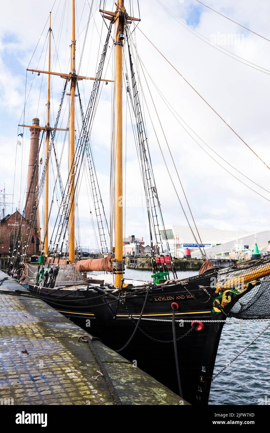 A classic ship at the Albert Dock, Liverpool Docks. Liverpool, Merseyside, Lancashire, England, United Kingdom Stock Photo