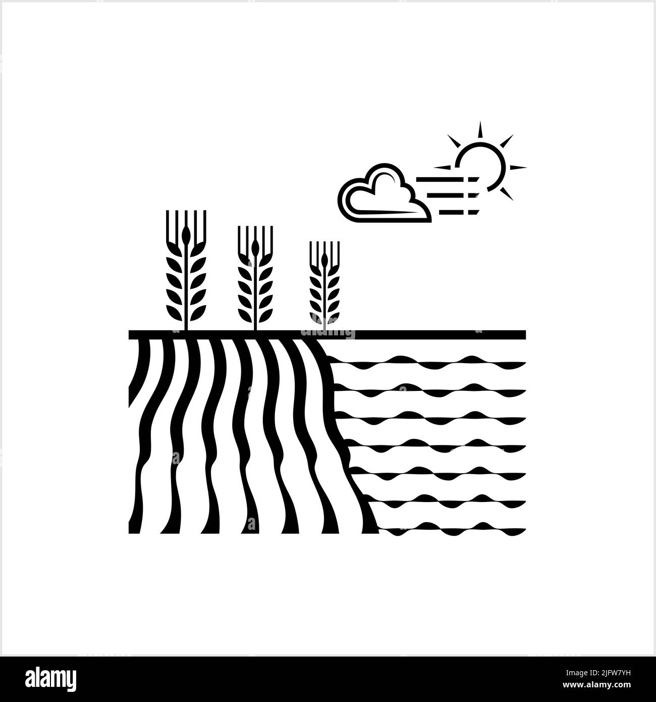 Farm Field Icon, Barn, Farmland Agriculture Icon Vector Art ...