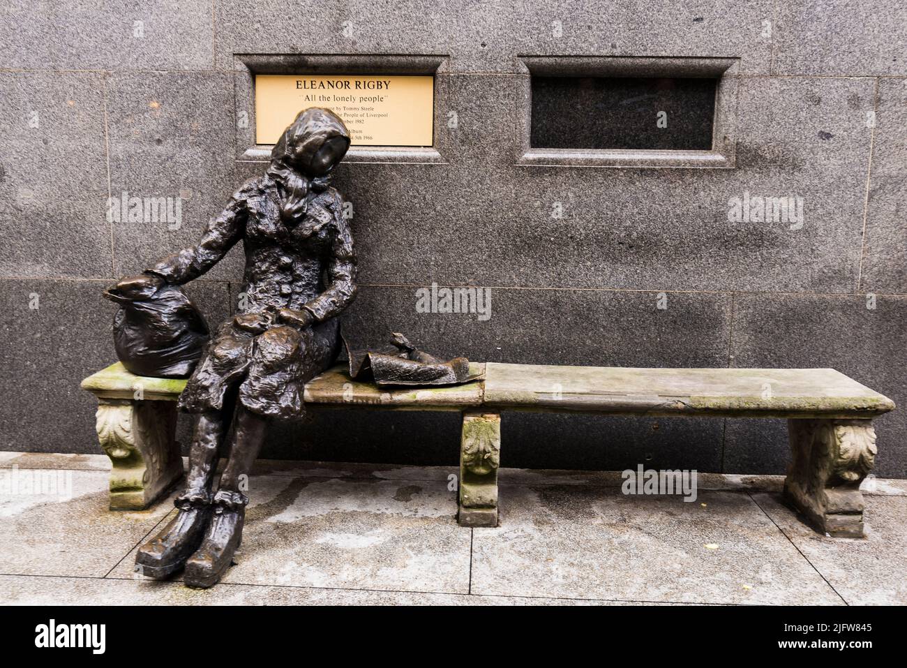 Eleanor Rigby is a statue in Stanley Street, Liverpool, designed and made by the entertainer Tommy Steele. It is based on the subject of The Beatles' Stock Photo