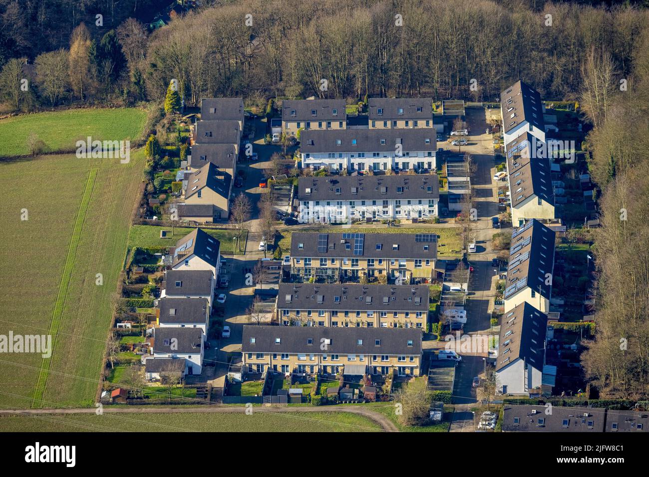 Aerial view, housing estate Am Josephschacht in the district Linden in
