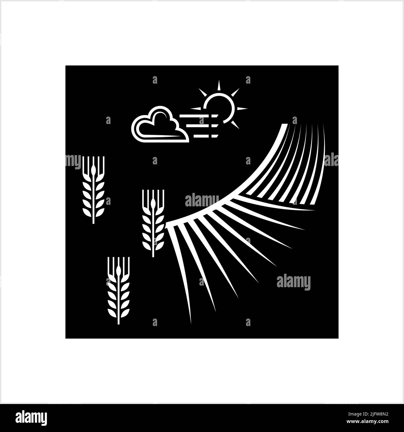 Farm Field Icon, Barn, Farmland Agriculture Icon Vector Art ...