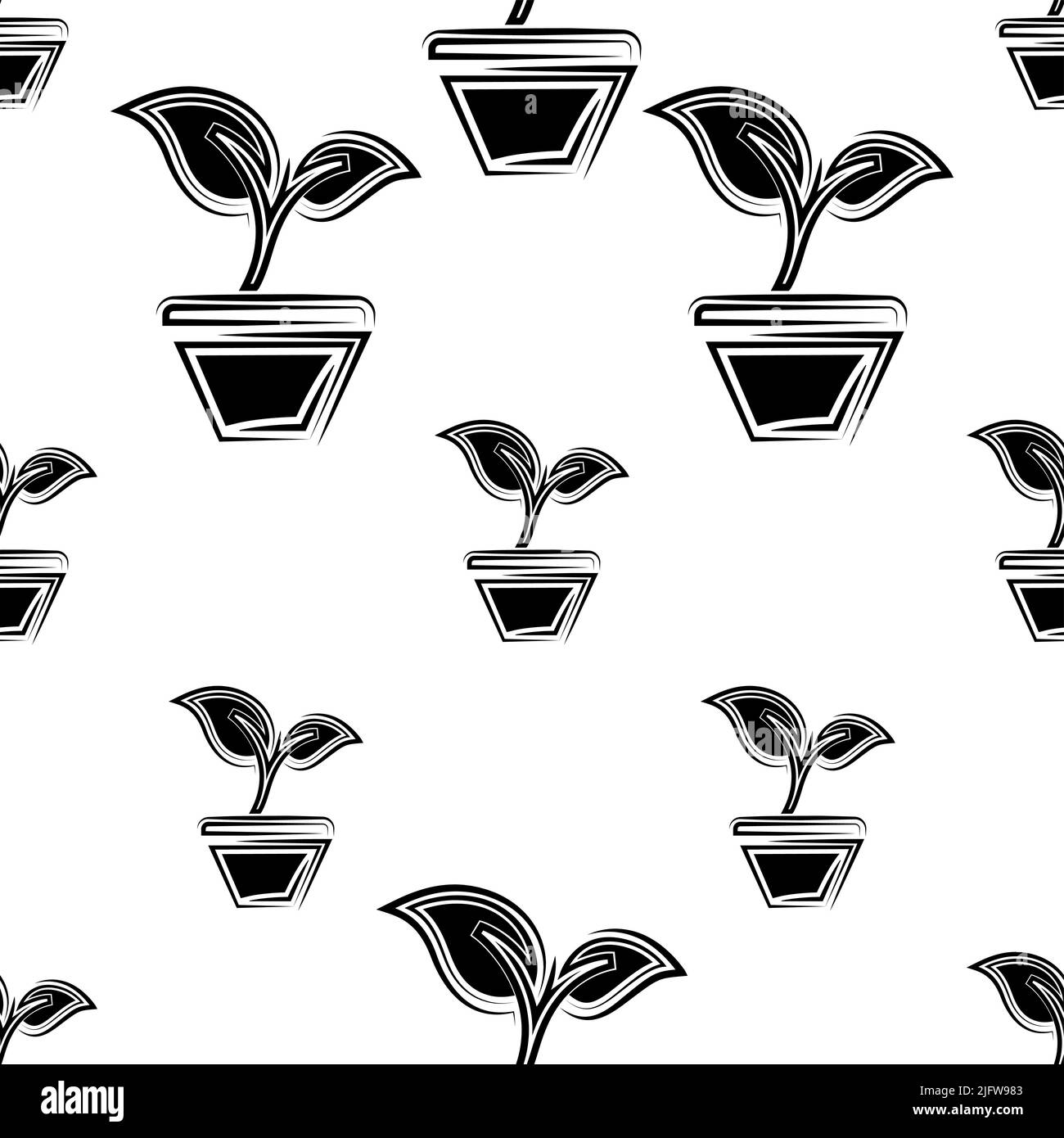 Plant Pot Icon Seamless Pattern Vector Art Illustration Stock Vector ...