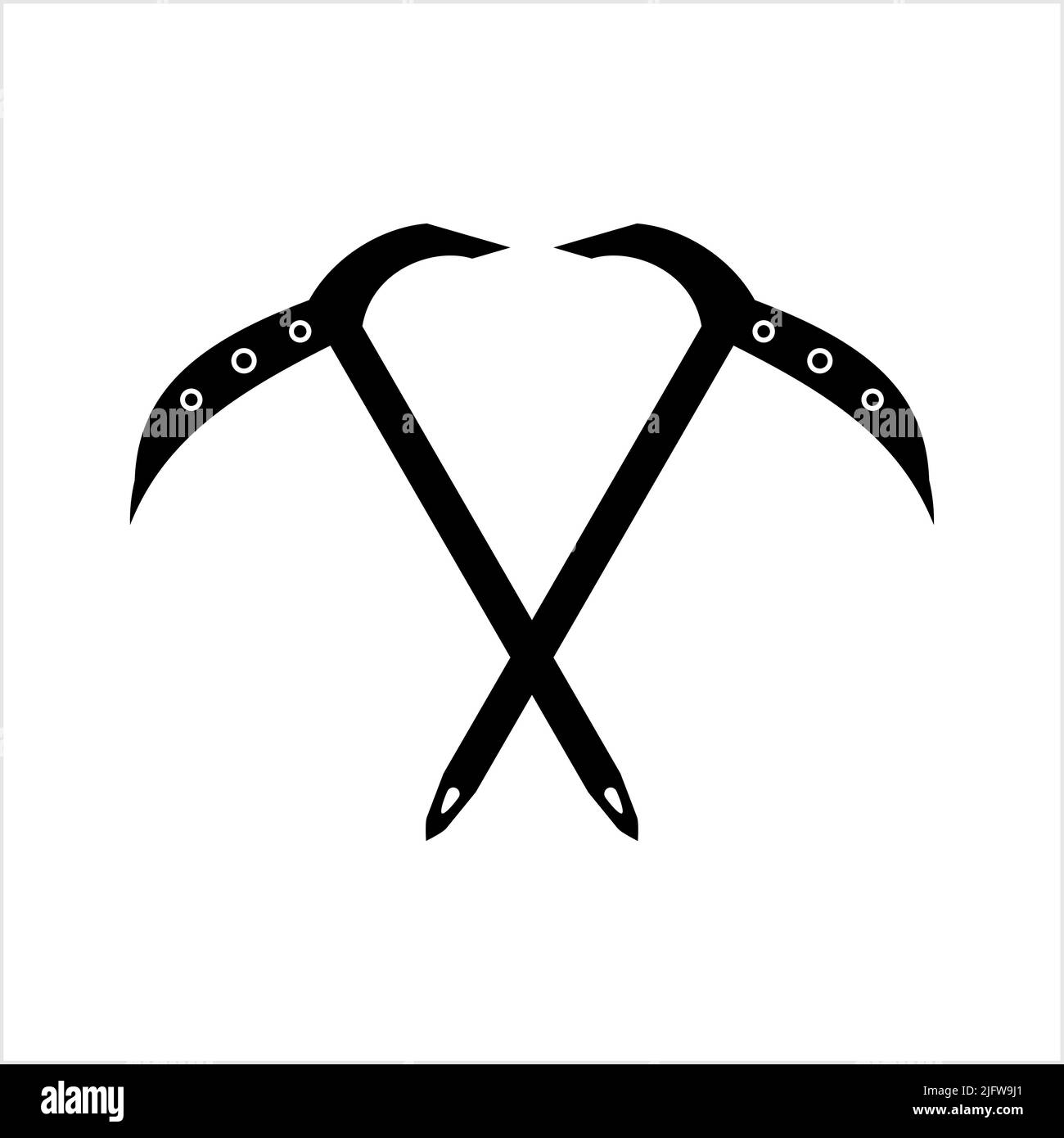 Ice Axe Icon, MultiPurpose Hiking And Climbing Tool Vector Art
